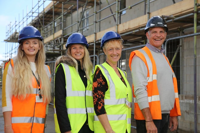 Claire Andrew, Project Manager at Plymouth Community Homes, Imogen Day, Development Officer at Cornwall Council, Councillor Hilary Frank (Saltash Essa) and Ken Nugent, Site Manager at the Churchtown Farm development.