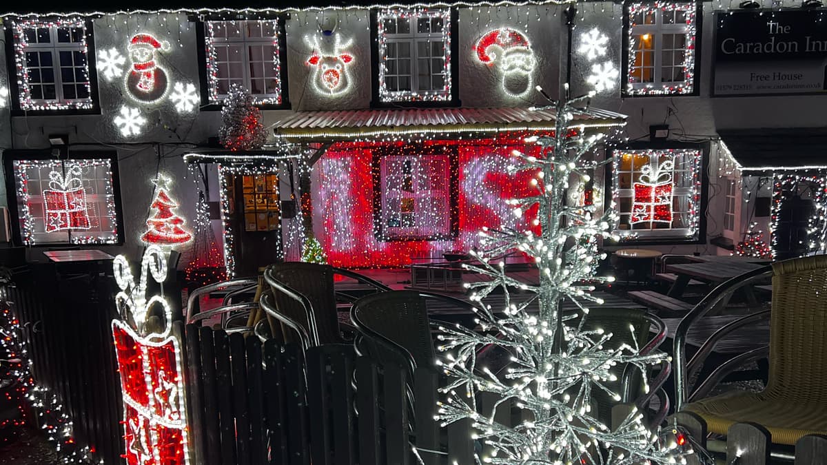 Watch the sparkling Christmas lights display at the Caradon Inn