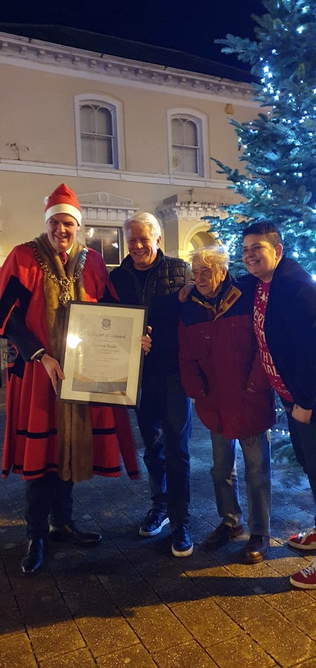 During the lights switch on event Liskeard Radio was awarded by the town mayor for 10 years of community radio

