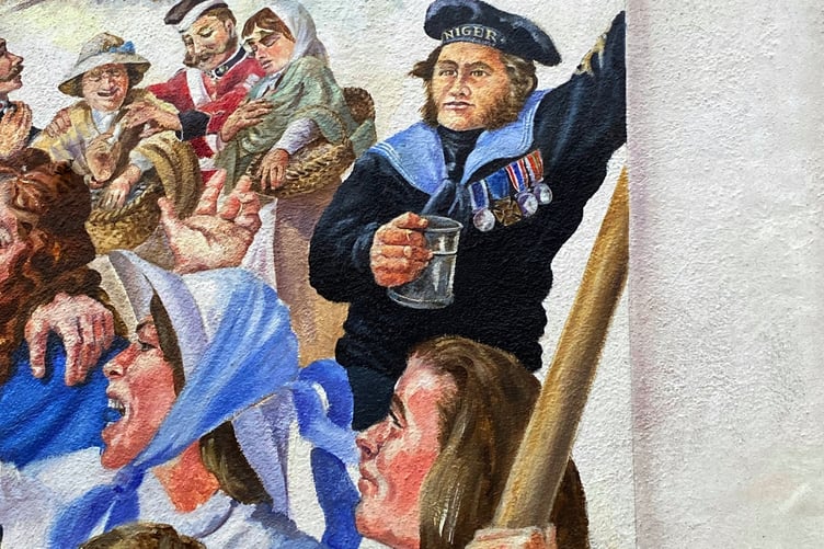 William Odgers VC is painted into the mural which can be seen on the side of the Union Inn