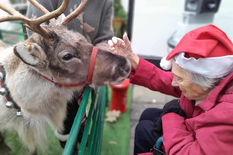 Joy meets the reindeer