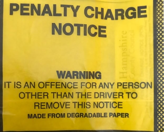 A penalty charge notice given to J Stephens by East Hampshire District Council in Alton. PCN parking ticket fine