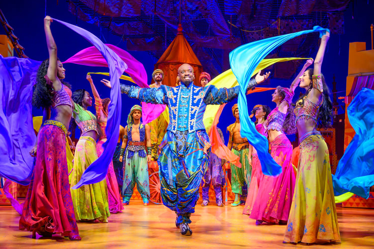 Disney Theatrical Productions present Aladdin, the musical, music Alan Menken, text Howard Ashman and Tim Rice, book and additional text Chad Beguelin, 
direction and choreography Casey Nicholaw

with Gavin Adams (Aladdin), Desmonda Cathabel (Jasmine), Yeukayi Ushe (Genie), Nelson Bettencourt  (Babkak), Nay-Nay (Kassim), Adam Taylor (Omar), Adam Strong (Jafar), Angelo Paragoso (Iago), Jo Servi (Sultan)
and ensemble 
premiÃ¨re Edinburgh Playhouse, Edinburgh November 2, 2023