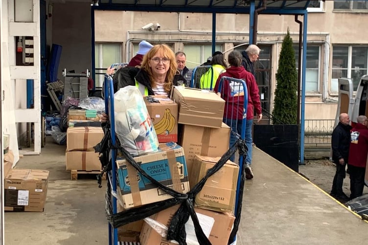 Some of the aid which has left at the humanitarian hub