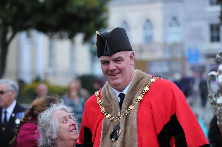 Cllr Simon Cassidy with Lin Moore, chair of the Liskeard town Traders Association
