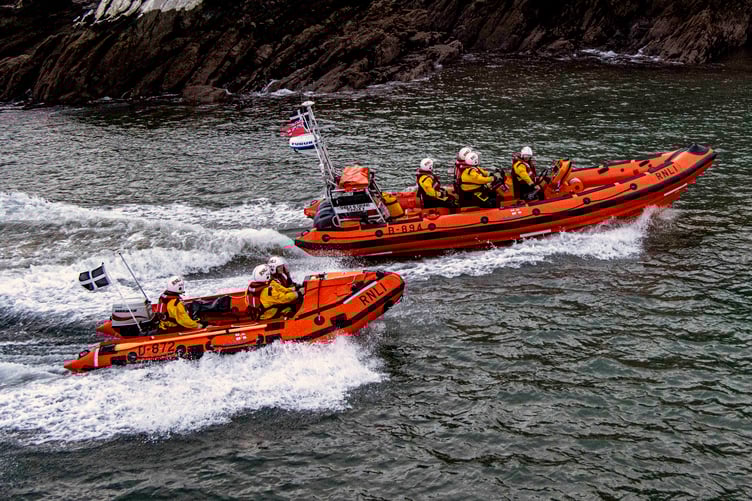 Looe RNLI Atlantic 85 B-894 Sheila and Dennis Tongue II and D Class D-872 Ollie Naismith II I