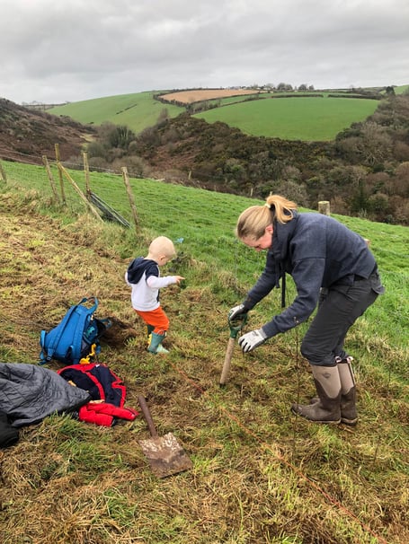 Volunteers giving a helping hand in planting the young trees and shrubbery