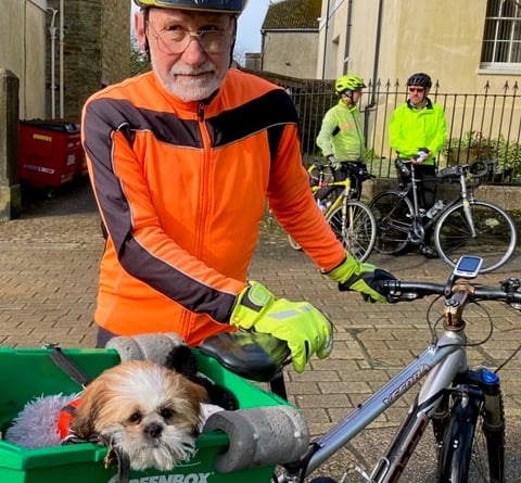 One biker and his puppy before they set off
