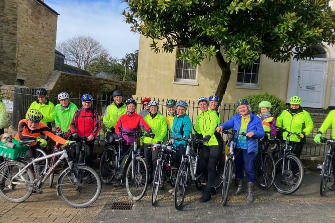 Members of the Liskeard Velo Cycling Club in Liskeard before setting off on their 20 mile bike ride