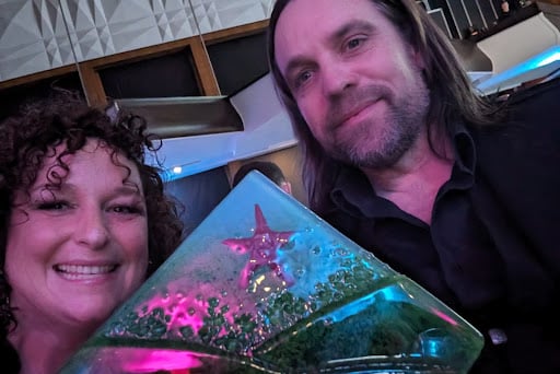 Emma and Rich Liddle with their award