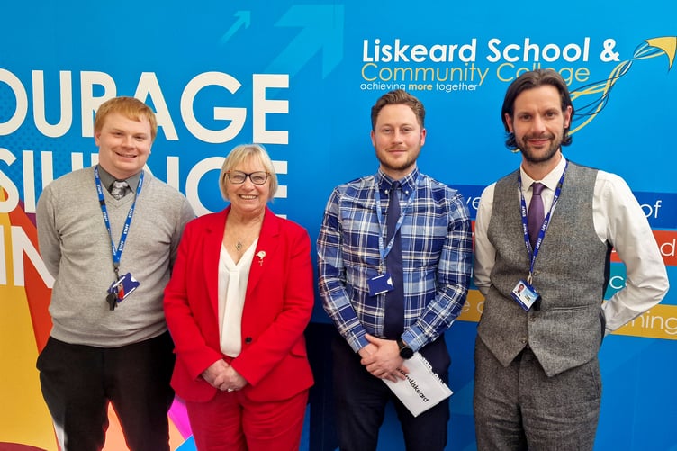 MP Sheryll Murray with teachers from Liskeard School