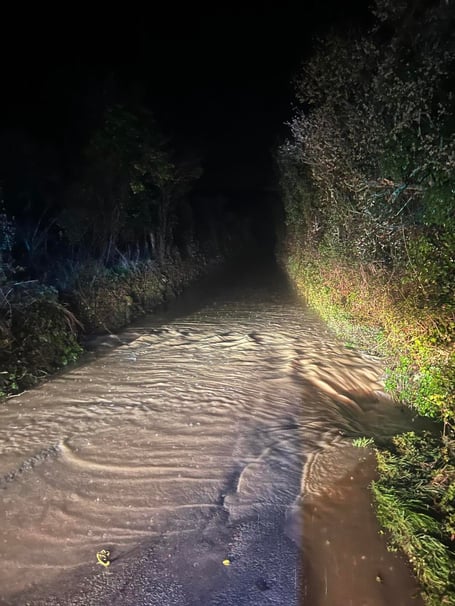 Flood water at Tregella Lane 