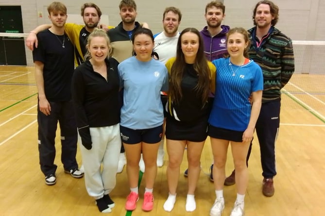 The Cornwall team who secured promotion from Badminton England's South West Division. Back row from left: Harry Dyer, Elliot Dyer, Jack Dyer, Liam Sillifant, Milo Semonin and Guy Michell. Front row from left: Jess Hargrave, Melissa Lin, Hope Warner, Joanna Vyvyan.