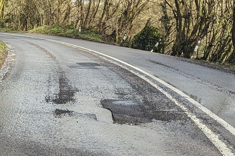 The pothole on the A390 through Lostwithiel