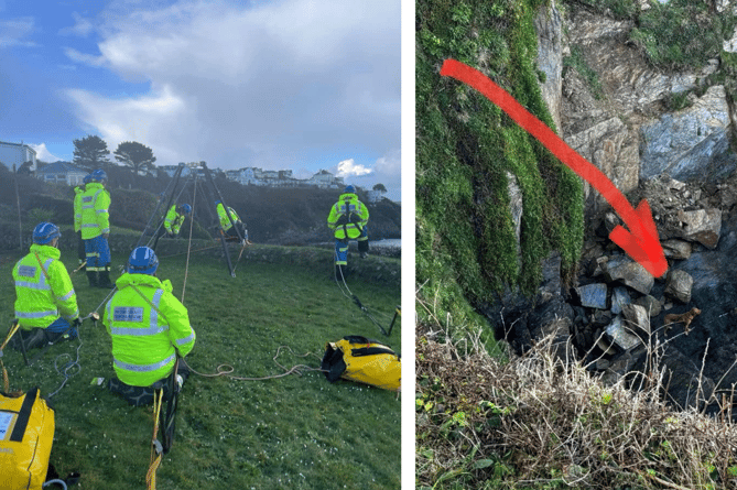 Crews helped to rescue Bob who had fallen down the cliff