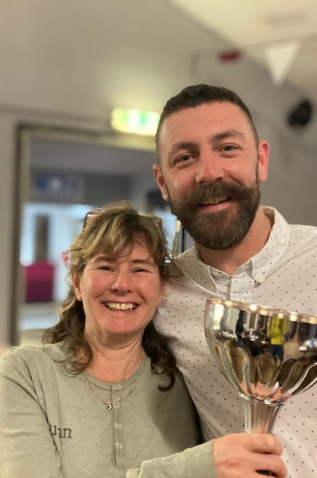 Maggie Bunting with club captain Dean Parnell.