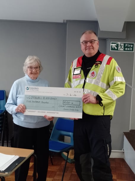 Dot Colwill, chief ranger/chairperson, and Mr Ian Butler, charity co-ordinator of Cornwall Blood Bikes