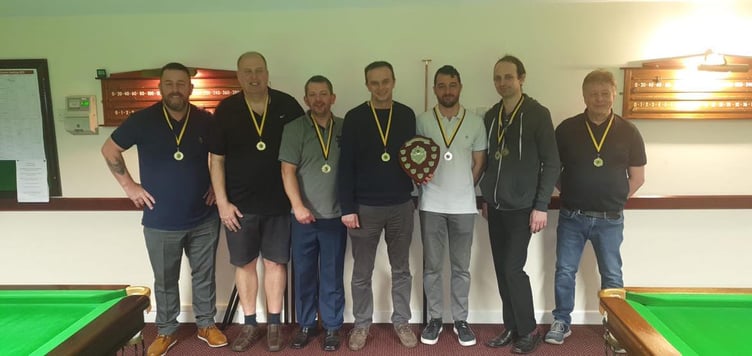 The Liskeard seven who saw their side beat St Blazey 8-6 at St Neot Social Club.