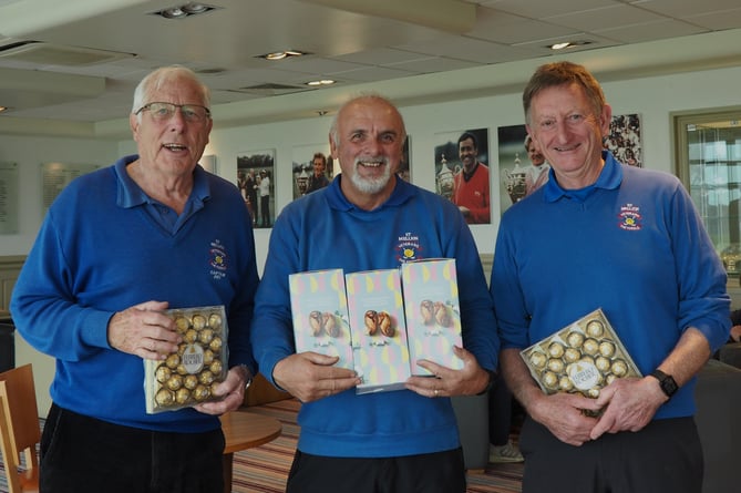 Easter Scramble winners Keith Field and Mike Page together with St Mellion captain Chris de Beaufort.