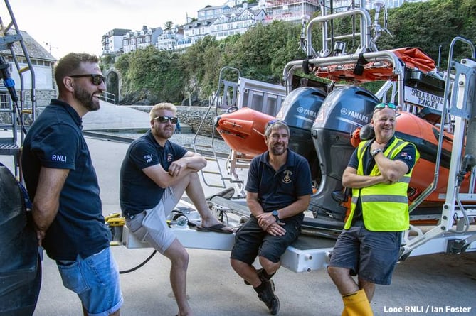 Aaron, Goron, Dave and Richard taking a break between rehearsals. (Picture: Looe RNLI/Ian Foster)