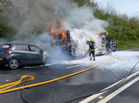 Major delays after car fire on A38 