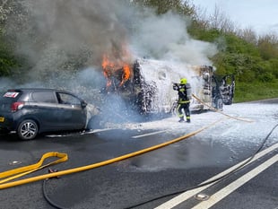 Major delays after car fire on A38 