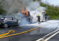 Major delays after car fire on A38 