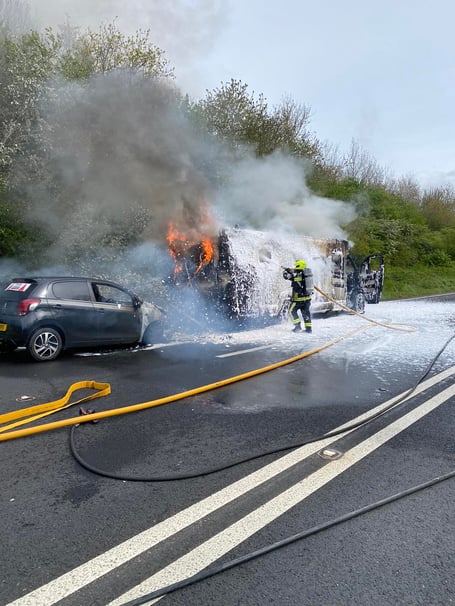 Crews used foam to extinguish the fire  