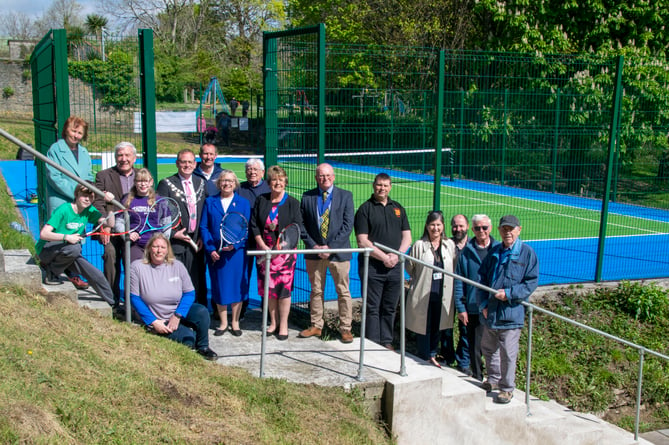 MP Sheryll Murray at the opening of the new tennis courts in Torpoint