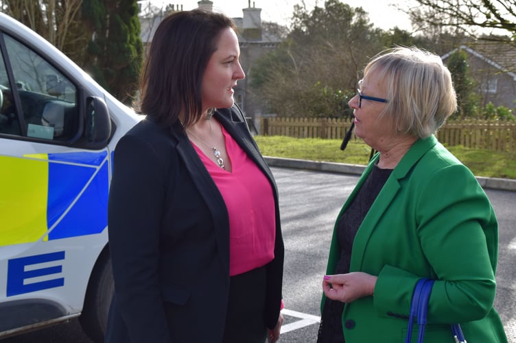 Sheryll talking to Alison Hernandez in Liskeard