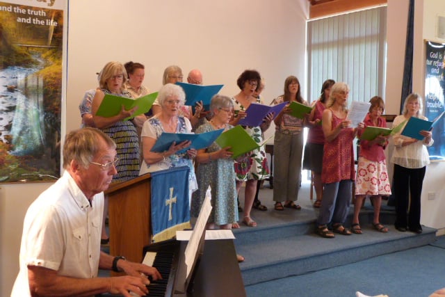 Calstock Singers at the Christian Aid concert in Tamar Valley Methodist Church
