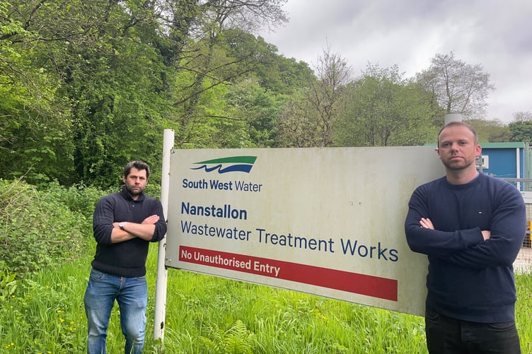 Leigh Frost (left) and Ben Maguire (right) pictured outside of South West Water's Nanstallon treatment works