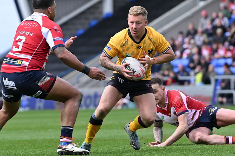 Cornwall's Morgan Punchard, pictured in action at Oldham in round six, starts a two-game ban on Sunday.