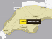 Thunderstorm warning for Cornwall 
