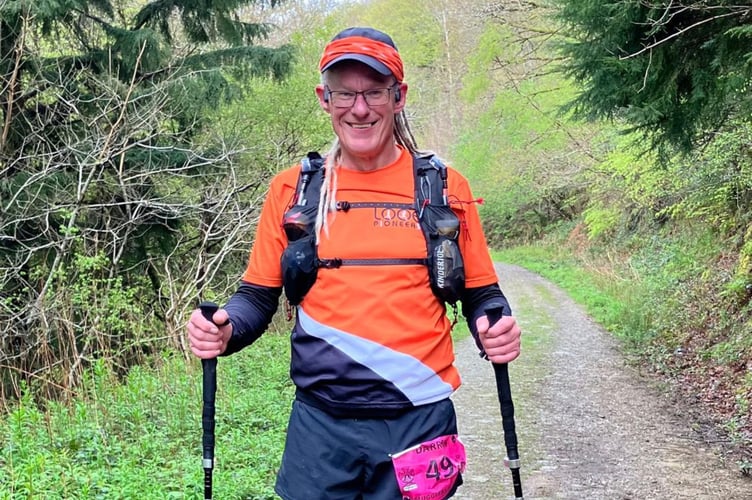 Darren Hardwick takes a break during his ultra-race from Boscastle to Looe on April 27.