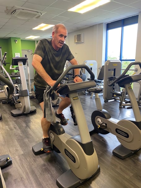 Nigel Cape, 58, from Saltash using the equipment at his local leisure centre