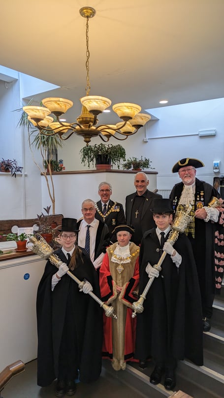 The civic group gather to mark the official swearing in of Cllr Christina Whitty as mayor of Liskeard for the coming year. (Picture: Kerenza Moore)
