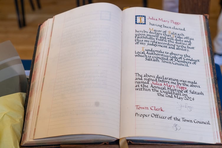 The Book of Oaths signed by mayor Cllr Julia Peggs