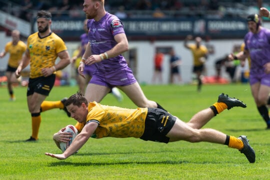 Bailey Black scores Cornwall's second try against Newcastle Thunder at Penryn on Sunday. Picture: Colin Bradbury