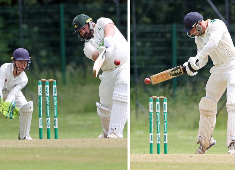 Callington Thirds openers Toby Beresford-Power (left) and Liam Hunn (right) made 38 and 82 respectively against their Werrington counterparts at Lux Park, Liskeard. Pictures: Glen Rogers
