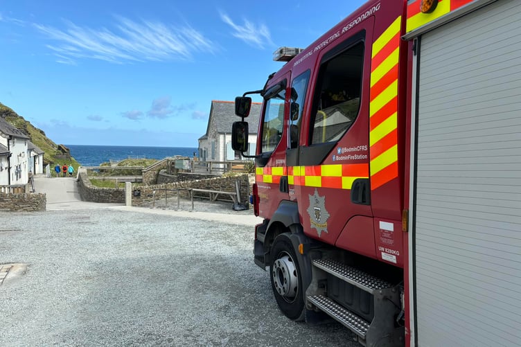 A Cornwall Fire and Rescue vehicle at Tintagel Castle