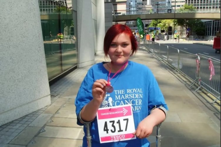 BRIDIE as a teenager taking part in a charity event for The Royal Marsden hospital