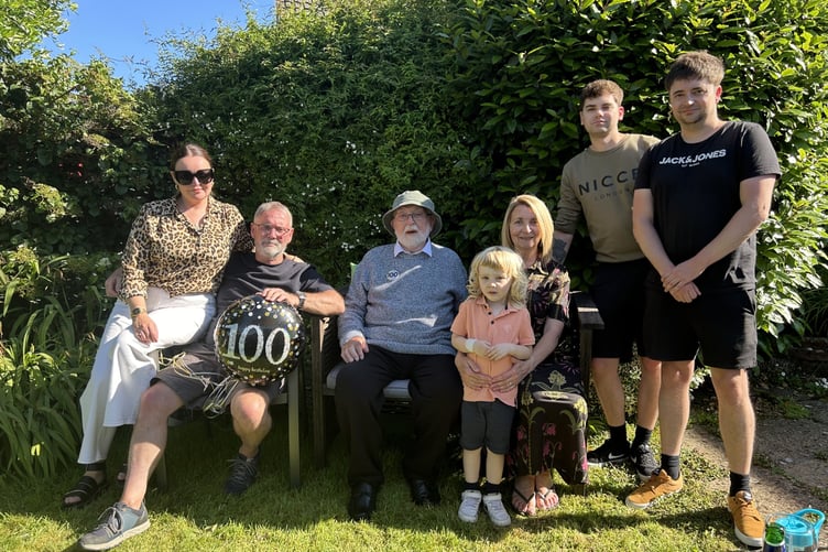 Len Stroud and his family during his 100th birthday celebrations