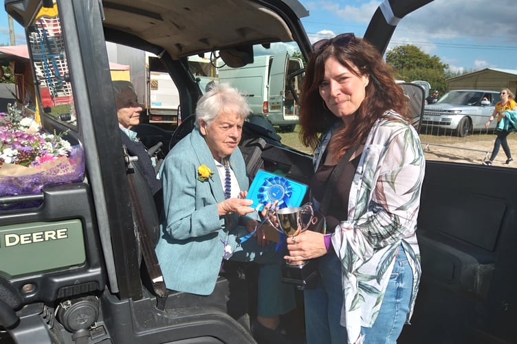 100-year-old show president Pauline Martin presented prizes to competition winners on the day and was delighted to be transported around the showground in a Gator