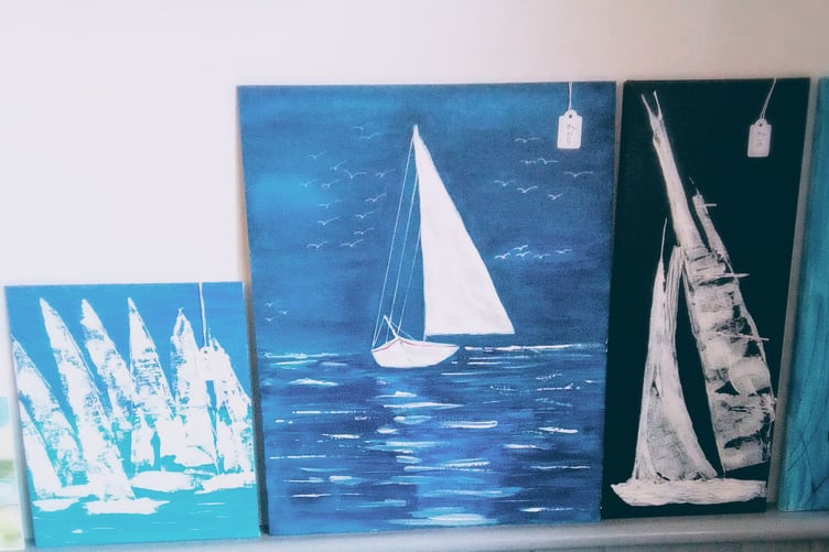 Some of the artwork on display on the stand of sisters Jean Wright and Janet Ferris during the Cornwall Support Group for the UK Sepsis Trust's Gift Fayre and Book Sale