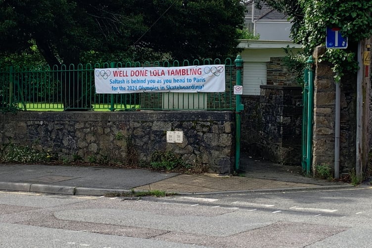 Banners have gone up around the town supporting Saltash's Olympic hopeful.