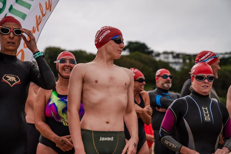 Matthew Holland preparing for his swim
