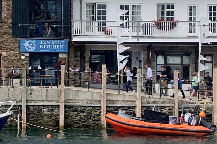 A glimpse of the two stars of Beyond Paradise as they enter the fictional Ten Mile Kitchen in Looe's Heritage Centre and Sardine Factory.