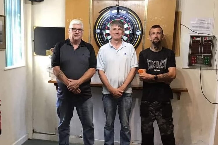 Three darts friends, John Cook, Scott Town and John Darby raised £800 for the Maker church tower appeal with two darts marathons.