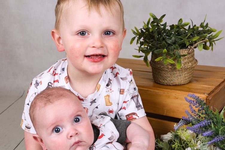 Noah, two, pictured with his younger brother Mylo